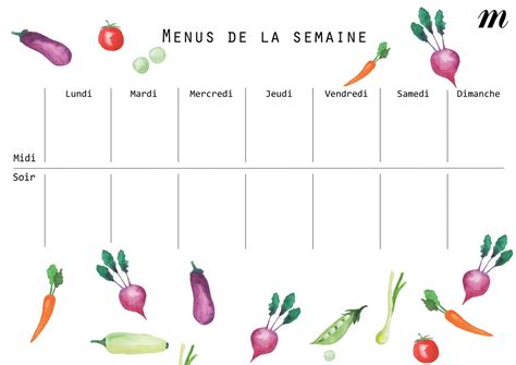 plan de menu semaine gratuit.